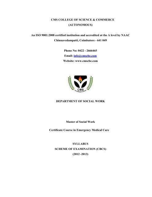 MSW - CMS College of science & Commerce