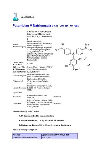 Patentblau V Natriumsalz E 131 - Art.-Nr.: 10-7685 - OMIKRON ...