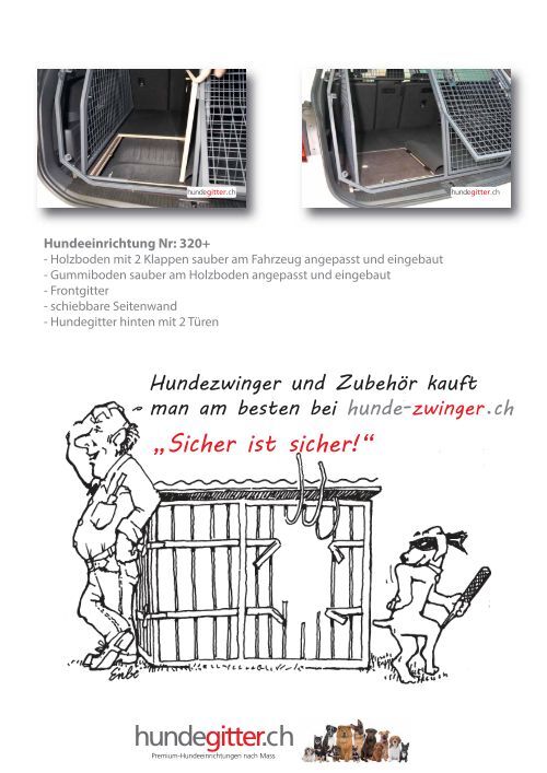 Hundeeinrichtungen nach Mass in alle Fahrzeuge - hundegitter.ch