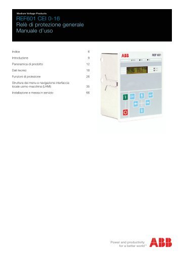 REF601 CEI 0-16 Relè di protezione generale Manuale d’uso