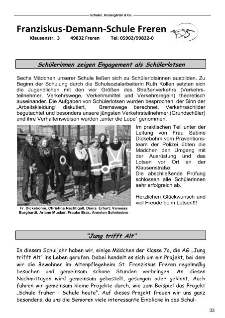 Mittwoch, 02. Mai 2012, 14.30 Uhr, Vitus-Haus - Samtgemeinde Freren