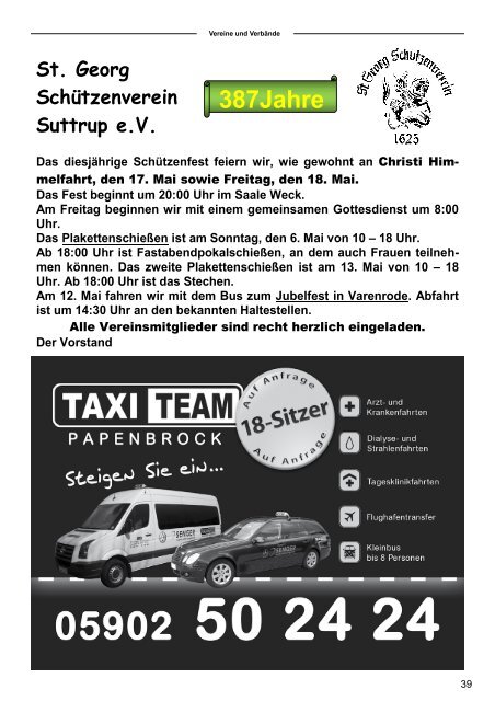 Mittwoch, 02. Mai 2012, 14.30 Uhr, Vitus-Haus - Samtgemeinde Freren