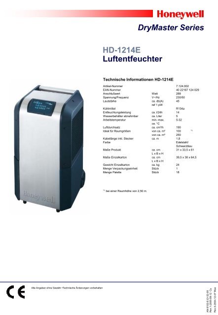 DryMaster Series HD-1214E Luftentfeuchter