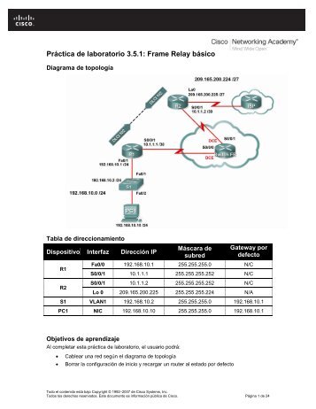 Práctica de laboratorio 3.5.1 Frame Relay básico