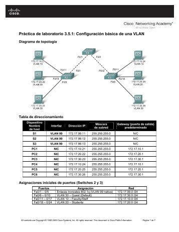 Práctica de laboratorio 3.5.1 Configuración básica de una VLAN