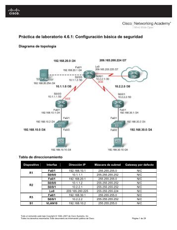 Práctica de laboratorio 4.6.1 Configuración básica de seguridad