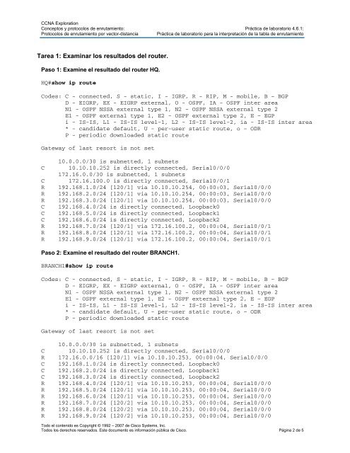 PrÃ¡ctica de laboratorio 4.6.1: PrÃ¡ctica de laboratorio para la ...