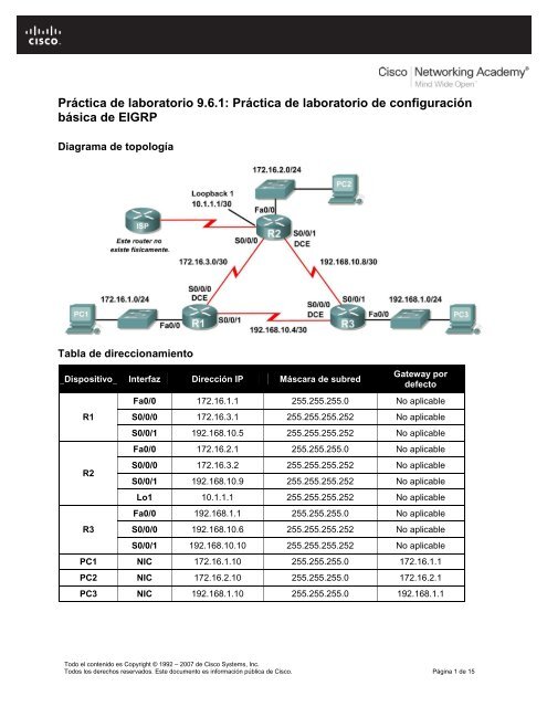 PrÃ¡ctica de laboratorio 9.6.1: PrÃ¡ctica de laboratorio de ...