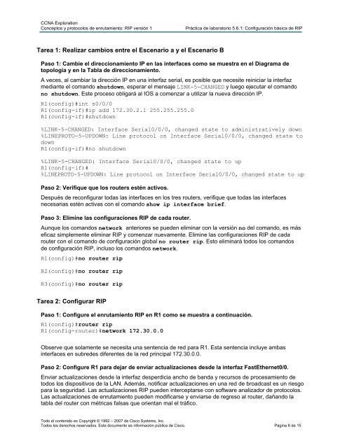 Práctica de laboratorio 5.6.1 Configuración básica de RIP