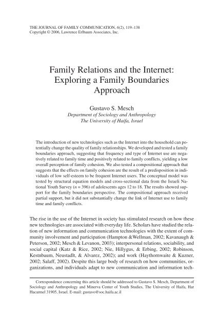 Family Relations and the Internet: Exploring a Family Boundaries ...