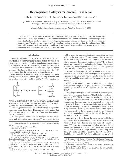 Heterogeneous Catalysts for Biodiesel Production