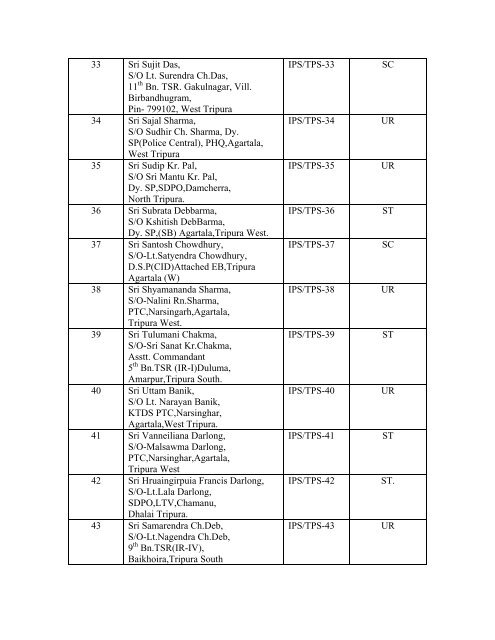 LIST OF ELIGIBLE CANDIDATES FOR ENSUING DEPARTMENTAL ...