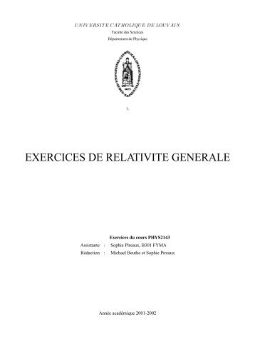 EXERCICES DE RELATIVITE GENERALE