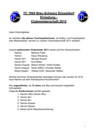 TC 1904 Blau-Schwarz Düsseldorf Einladung - Clubmeisterschaft 2012