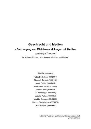 Geschlecht und Medien - Der Umgang von ... - Thomas A. Bauer