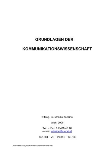 grundlagen der kommunikationswissenschaft