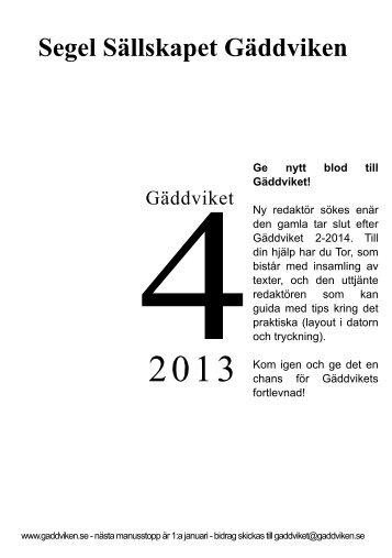 Gaddviket nr.4 2013 - Segel Sällskapet Gäddviken