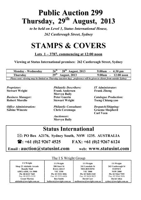 Public Auction 299 STAMPS & COVERS