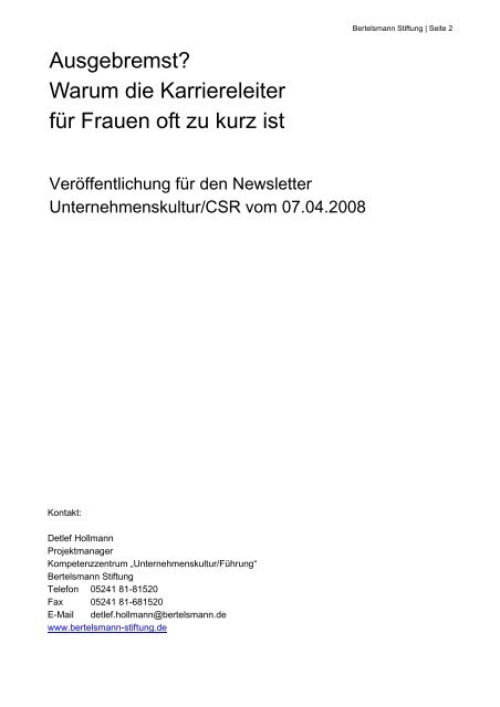 Ausgebremst? Warum die Karriereleiter für Frauen ... - 2Competence