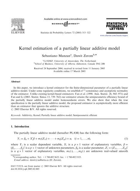 Kernel Estimation Of A Partially Linear Additive Model