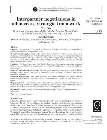 alliances a strategic framework