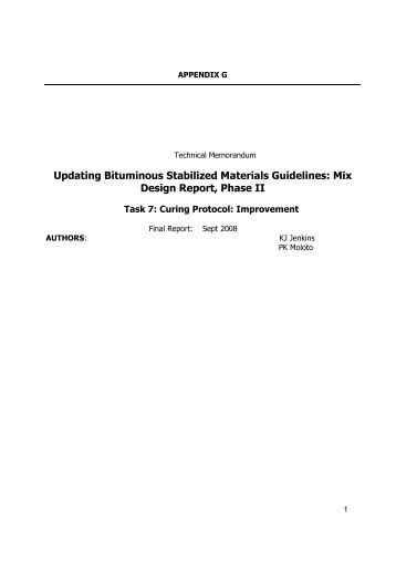 Updating Bituminous Stabilized Materials Guidelines Mix Design Report Phase II