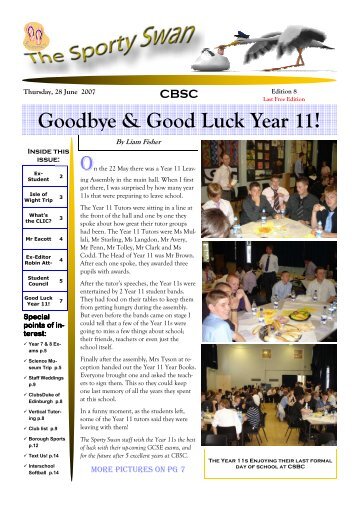 Goodbye & Good Luck Year 11! On