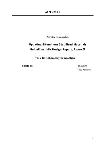 Updating Bituminous Stabilized Materials Guidelines Mix Design Report Phase II