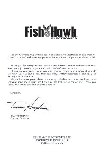 Fish Hawk X4 Manual - Fish Hawk Electronics, Inc.