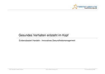 Gesundheitsmanagement www.meister-leistung.com - HR-Talk