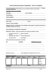 APPLICATION FOR SCHOOL TRANSPORT – POST 16 STUDENTS