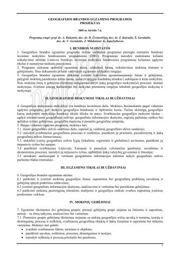 GEOGRAFIJOS BRANDOS EGZAMINO PROGRAMOS PROJEKTAS ...