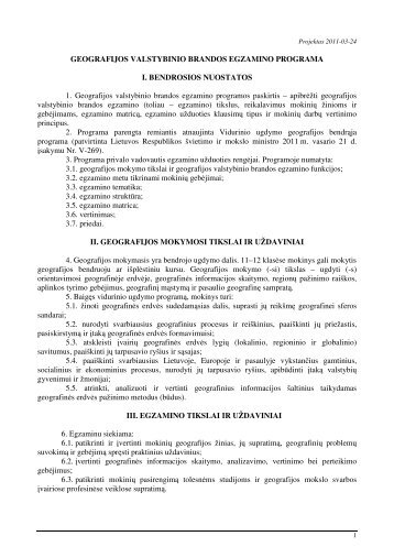 GEOGRAFIJOS VALSTYBINIO BRANDOS EGZAMINO PROGRAMA ...