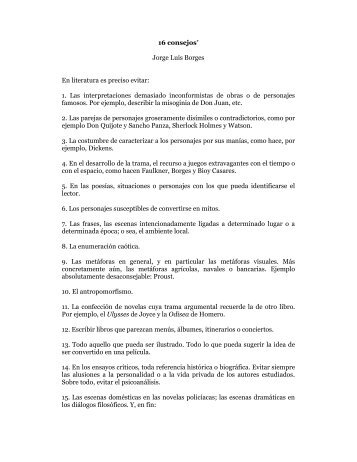 16 consejos, Joge Luis Borges
