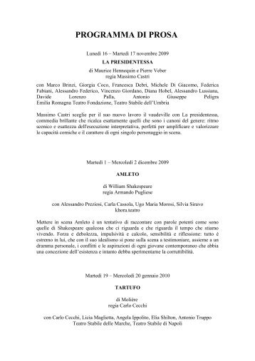 PROGRAMMA DI PROSA