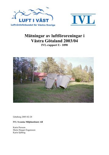 Mätningar av luftföroreningar i Västra Götaland 2003/04