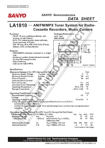 LA1810 AM/FM/MPX Tuner System for Radio- Cassette Recorders ...