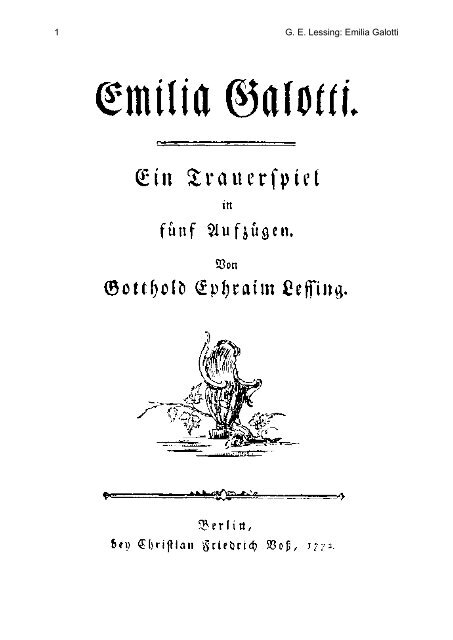 Emilia Galotti Erster Aufzug Zusammenfassung Lessing: Emilia Galotti Erster Aufzug