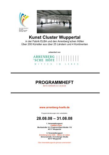 PROGRAMMHEFT Kunst Cluster Wuppertal - Arrenberg´sche Höfe