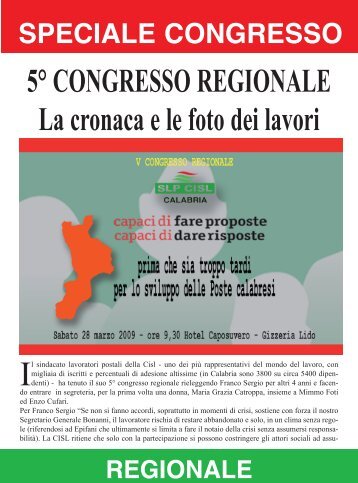 5° CONGRESSO REGIONALE La cronaca e le foto dei lavori