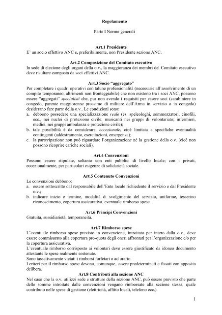 Regolamento - Associazione Nazionale Carabinieri