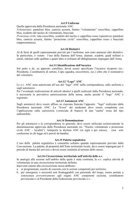 Regolamento - Associazione Nazionale Carabinieri