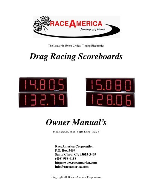 Drag Racing Scoreboards Owner Manual’s