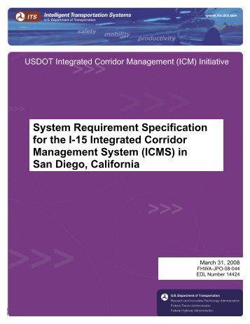 System requirement specification for the I-15 integrated corridor ...