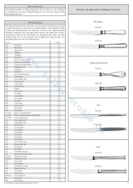 Preisliste in - Silber-Studio