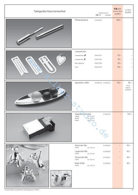 Preisliste in - Silber-Studio