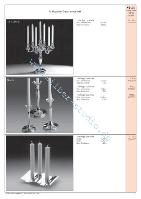 Preisliste in - Silber-Studio