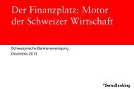 Der Finanzplatz Motor der Schweizer Wirtschaft