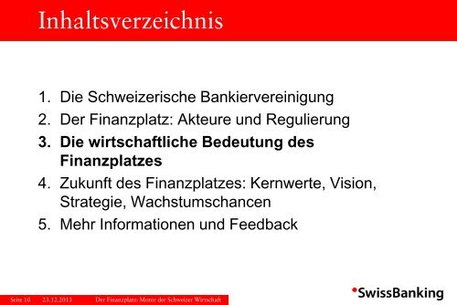 Der Finanzplatz Motor der Schweizer Wirtschaft