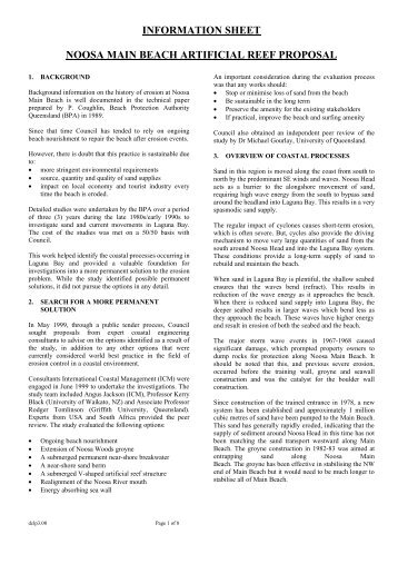 information sheet noosa main beach artificial reef proposal